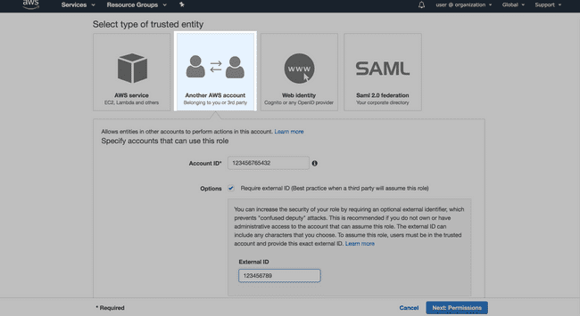 Select Another AWS Account