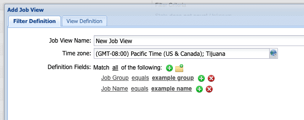 Filter Definition tab